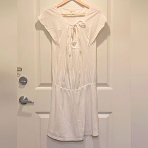 Athé Vanessa Bruno Size 1 Fully Lined White Cotton Tie Front Dress